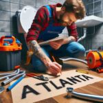 fontanero trabajando en un baño en atlanta